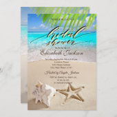 Tropischer Strand, Seastar, Seashell-Brautparty Einladung (Vorne/Hinten)