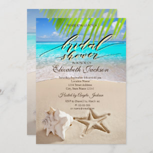 Tropischer Strand, Seastar, Seashell-Brautparty Einladung