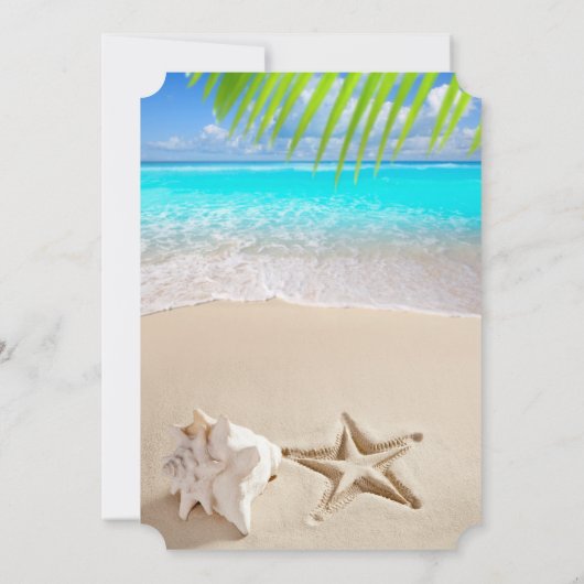 Tropischer Strand, Seastar, Seashell Einladung (Rückseite)