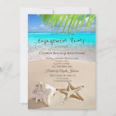 Tropischer Strand, Seastar, Seashell-Verlobung Einladung (Vorderseite)