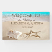 Tropischer Strand, Seastar, Seashell Wedding Banne Banner (Horizontal)