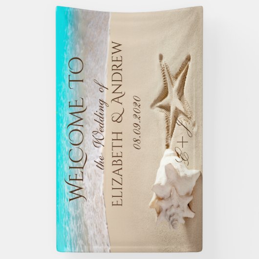 Tropischer Strand, Seastar, Seashell Wedding Banne Banner (Vertikal)