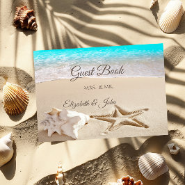 Tropischer Strand, Seastar, Seashell Wedding Gästebuch
