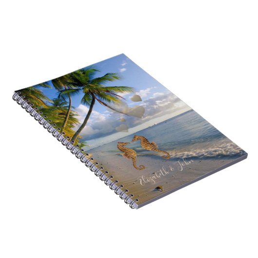 Tropischer Strand, Seepferd in Liebe Personalisier Notizblock (Rechte Seite)
