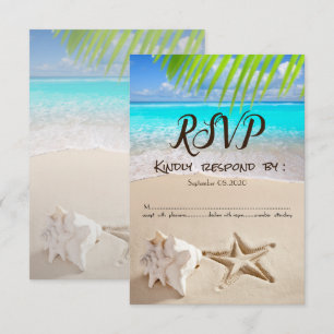 Tropischer Strand,Seestern,Meeresmuschel RSVP Einladung