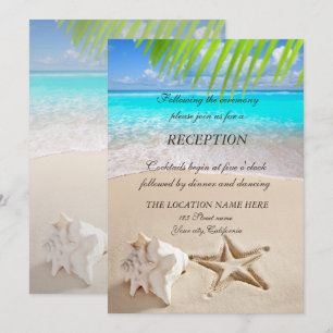 Tropischer Strand, Seestern, Muschel Rezeption Einladung