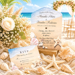 Tropischer Strand Seestern Sommerhochzeit All In One Einladung