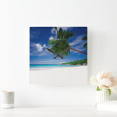 Tropischer Strand | Seychellen Quadratische Wanduhr (Zuhause)