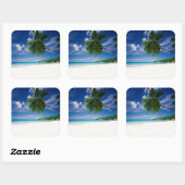 Tropischer Strand | Seychellen Quadratischer Aufkleber (Blatt)