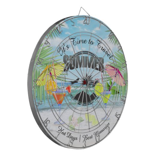 Tropischer Strand, Sommerferien | PERSONALISIERT Dartscheibe (Vorderseite Links)