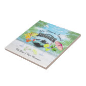 Tropischer Strand, Sommerferien | PERSONALISIERT Fliese (Seite)