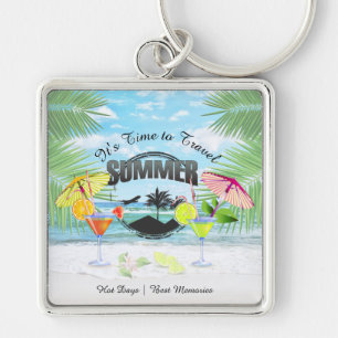 Tropischer Strand, Sommerferien   Personalisiert Schlüsselanhänger