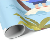 Tropischer Strand Sommerurlaub Weihnachten santa Geschenkpapier (Rolleneckpunkt)
