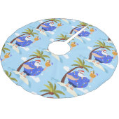 Tropischer Strand Sommerurlaub Weihnachten santa Polyester Weihnachtsbaumdecke (Schrägansicht)