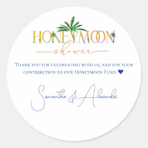 Tropischer Strand Sonnenuntergang Flitterwochen Fo Runder Aufkleber