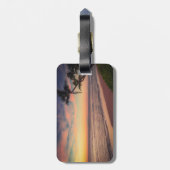 Tropischer Strand, Sonnenuntergang, Palm, Strandla Gepäckanhänger (Rückseite vertikal)