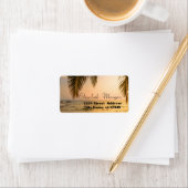 Tropischer Strand, Sonnenuntergang, Palmen Adressaufkleber (Insitu)