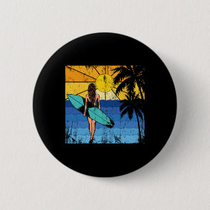 Tropischer Strand Surf Sonnenuntergang Surfbrett S Button