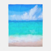 Tropischer Strand Türkis Blau Weiße Wasserfarbe Fleecedecke (Vorderseite)