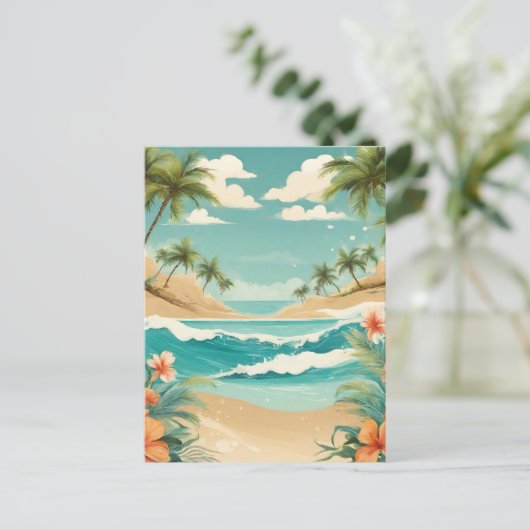 Tropischer Strand und Meereslandschaft Postkarte (Stehend Vorderseite)
