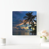 Tropischer Strand und Palmen-Treppen-Uhr Quadratische Wanduhr (Zuhause)