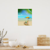 Tropischer Strand und Regenschirm Poster (Küche)