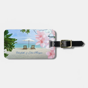 Tropischer Strand, Vorsitz, hawaiianische Blume Gepäckanhänger
