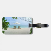 Tropischer Strand, Vorsitz, hawaiianische Blume Gepäckanhänger (Rückseite horizontal)