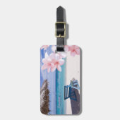Tropischer Strand, Vorsitz, Plumeria Gepäckanhänger (Vorderseite vertikal)