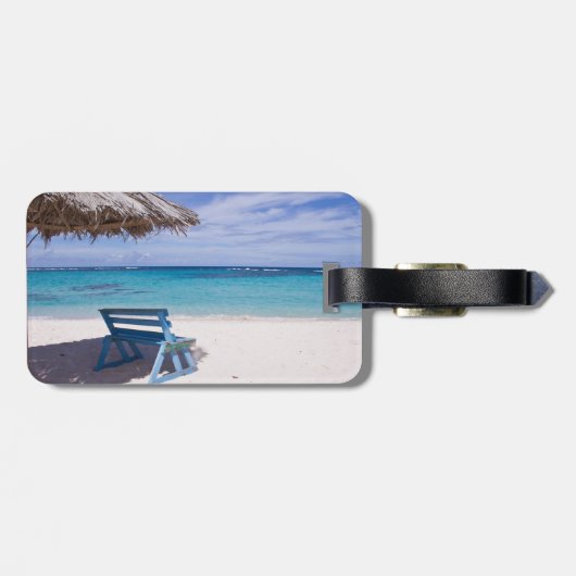 Tropischer Strand, Vorsitz, Plumeria Gepäckanhänger (Rückseite horizontal)