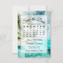 Tropischer Strand Wasserfarbe Chic Kalender Hochze