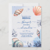 Tropischer Strand Wasserfarbe Seashells Brautparty Einladung (Vorderseite)