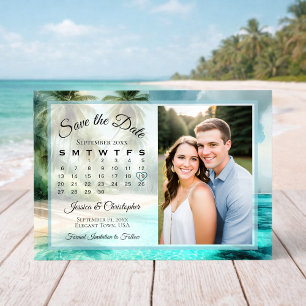 Tropischer Strand Wasserfarben-Kalender & Foto-Hoc Save The Date