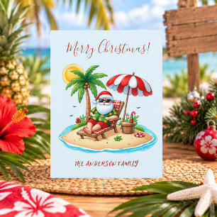 Tropischer Strand & Weihnachten mit Santa Postkarte