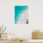 Tropischer Strandhochzeits-Monogramm-Sitzplan Poster (Küche)