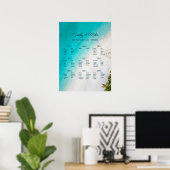 Tropischer Strandhochzeits-Monogramm-Sitzplan Poster (Heimbüro)