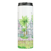 Tropischer Strandhütte-Thermalbecher Thermosbecher (Rückseite)