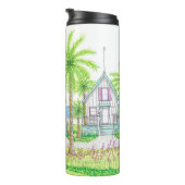 Tropischer Strandhütte-Thermalbecher Thermosbecher (Nach rechts gedreht)