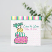 Tropischer Strandkuchen Save The Date (Stehend Vorderseite)