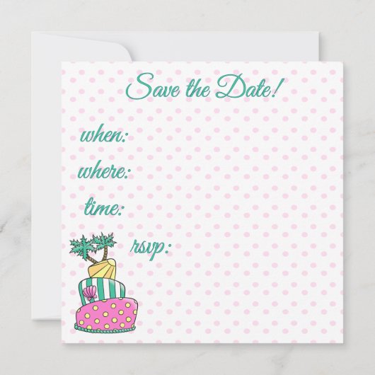 Tropischer Strandkuchen Save The Date (Rückseite)
