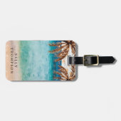 tropischer StrandPalme-Gepäckanhängeraufkleber Gepäckanhänger (Vorderseite horizontal)