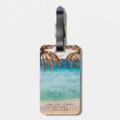 tropischer StrandPalme-Gepäckanhängeraufkleber Gepäckanhänger (Rückseite vertikal)