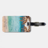 tropischer StrandPalme-Gepäckanhängeraufkleber Gepäckanhänger (Rückseite horizontal)