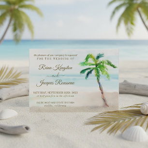 Tropischer Strandpalmenbaum Aquarell Hochzeit Einladung