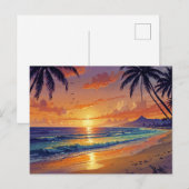 Tropischer Strandsonnenuntergang Postkarte (Vorne/Hinten)