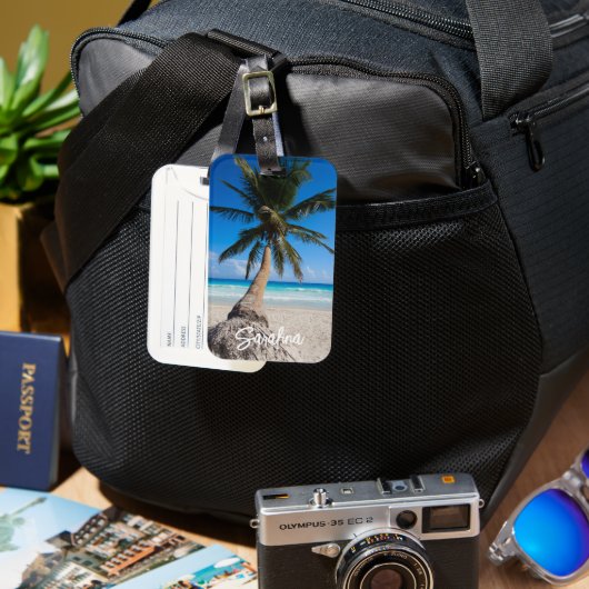 Tropischer Strandtraum Personalisiert Gepäckanhänger (Vorderseite & Rückseite)
