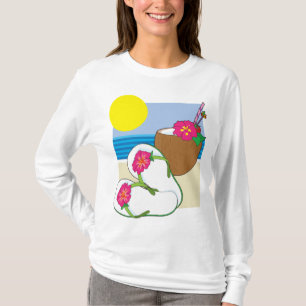 Tropischer Strandurlaub Kokosblumen Flip Flops T-Shirt