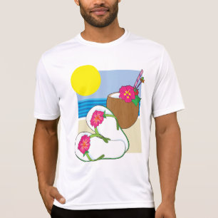 Tropischer Strandurlaub Kokosblumen Flip Flops T-Shirt