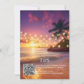 Tropischer Sunset Beach QR-Code Save the Date Einladung (Rückseite)