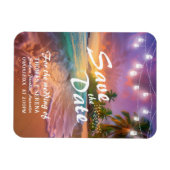 Tropischer Sunset Beach QR-Code Save the Date Magnet (Horizontal)